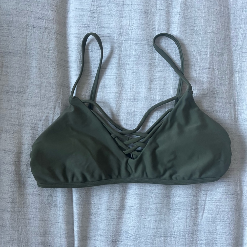 Olive Green Crisscross Bikini Top